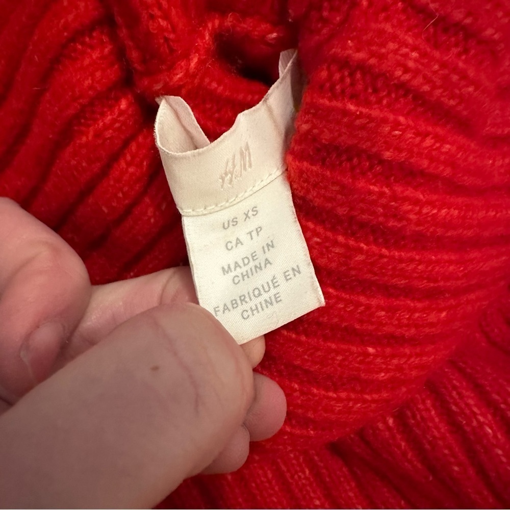 H & M Cowl Neck Red Orange Sweater Size XSmall - Picture 9 of 10